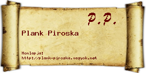 Plank Piroska névjegykártya